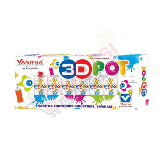 3D POT ( red & green with crackling ) 6 pcs / vanitha
